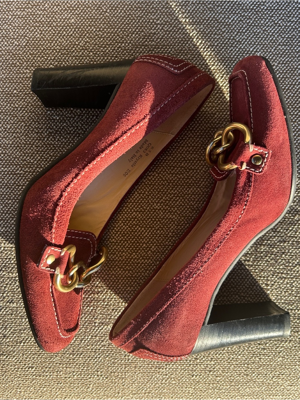 Coach Krystle Burgundy Suede Block Heel - Picture 2 of 6